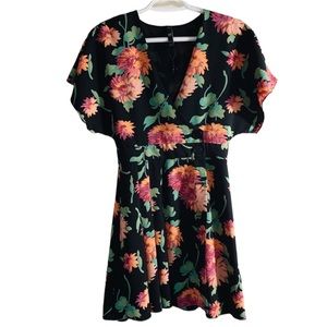 Zara black floral mini dress size XS